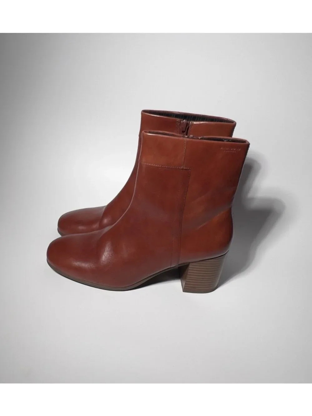 Vagabond Cinnamon Leather Ankle Boots Women’s US 7.5 EU 38 Block Heel